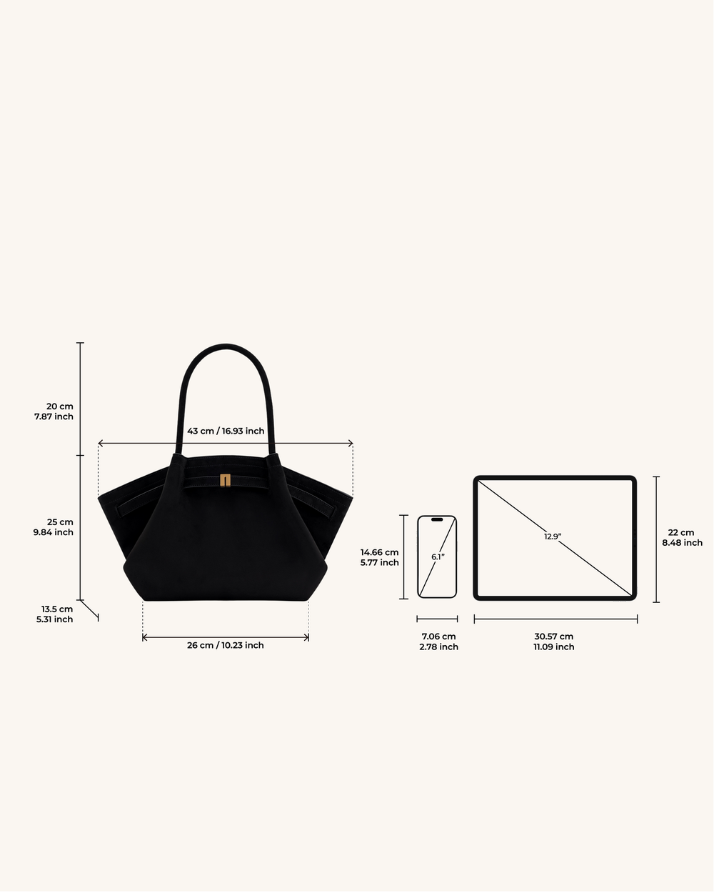 Nora Tote - Noir (Soft Suede)