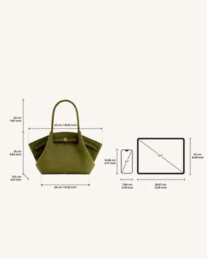 Nora Tote – Dark Olive (Soft Suede)