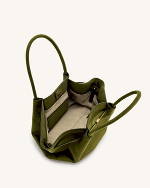 Nora Tote – Dark Olive (Soft Suede)